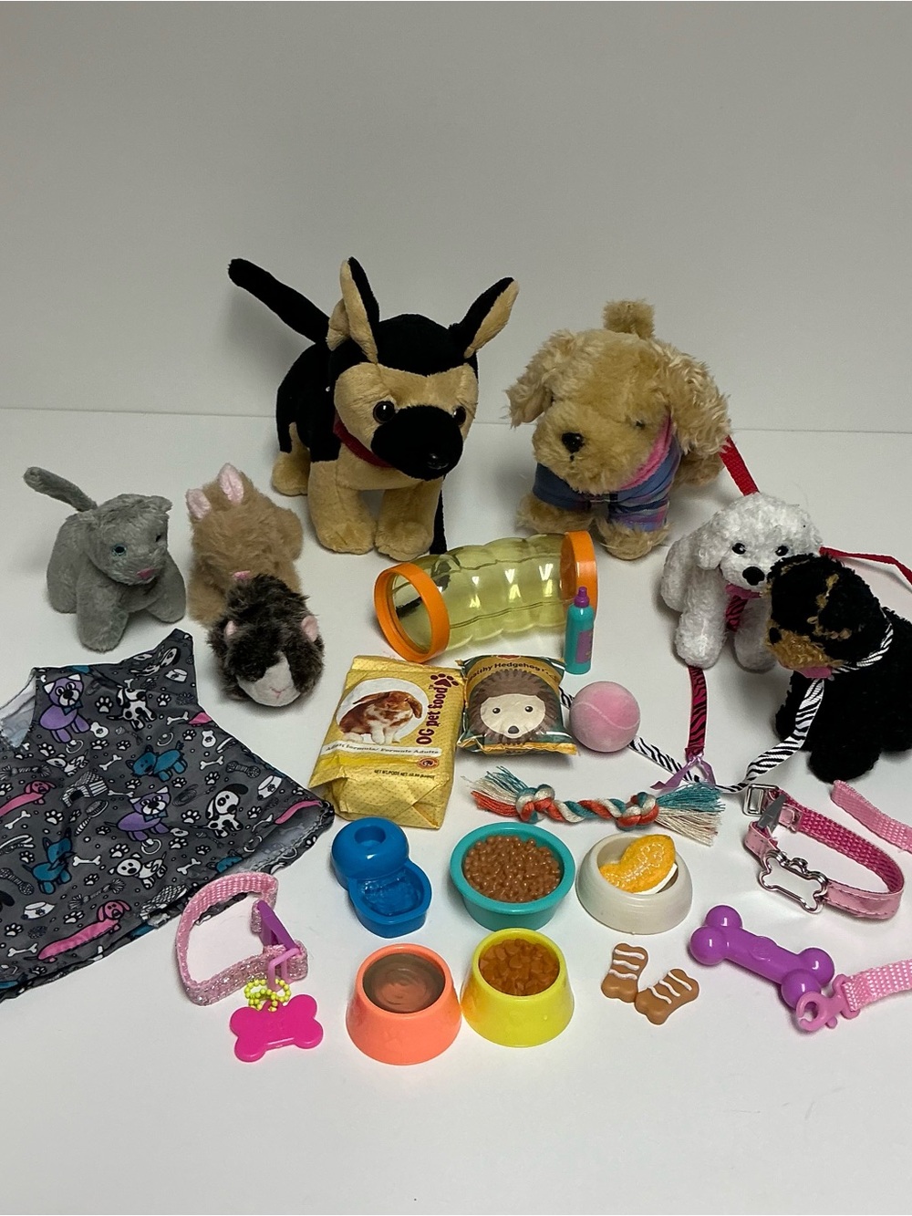 18" Doll Pet Lot- Dogs, Puppy, Kitty, Bunny, Food, Toys & Accessories